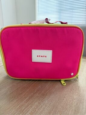 STATE Hot Pink Lunch Bag with Lime Trim